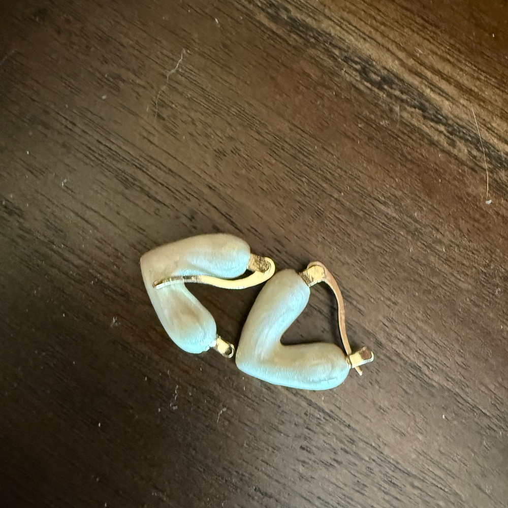 Gold and Cream Hoop Earrings